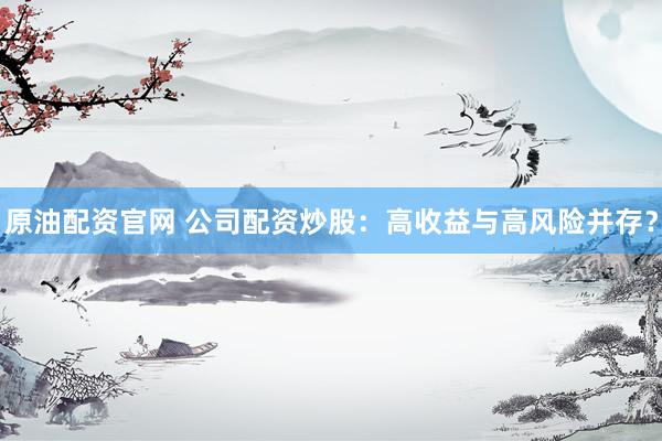 原油配资官网 公司配资炒股：高收益与高风险并存？