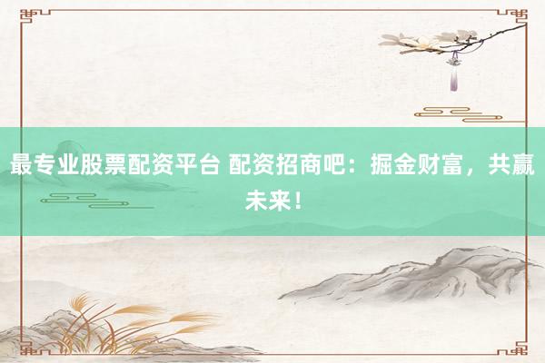 最专业股票配资平台 配资招商吧：掘金财富，共赢未来！