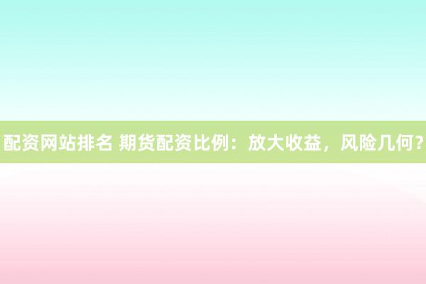 配资网站排名 期货配资比例：放大收益，风险几何？