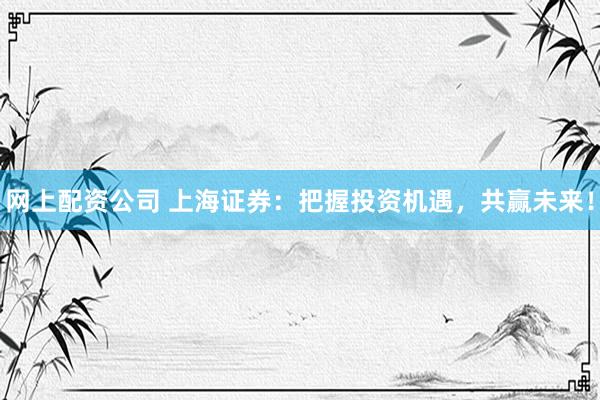 网上配资公司 上海证券：把握投资机遇，共赢未来！