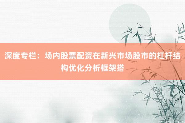 深度专栏：场内股票配资在新兴市场股市的杠杆结构优化分析框架搭