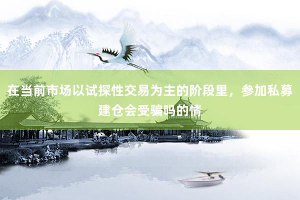 在当前市场以试探性交易为主的阶段里，参加私募建仓会受骗吗的情
