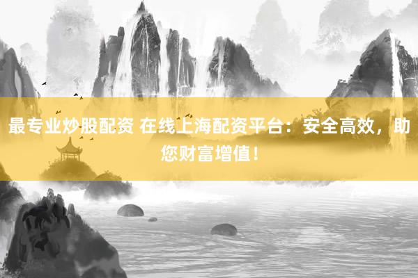最专业炒股配资 在线上海配资平台：安全高效，助您财富增值！