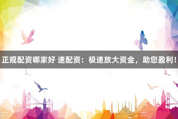 正规配资哪家好 速配资：极速放大资金，助您盈利！