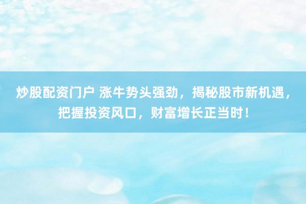 炒股配资门户 涨牛势头强劲，揭秘股市新机遇，把握投资风口，财富增长正当时！
