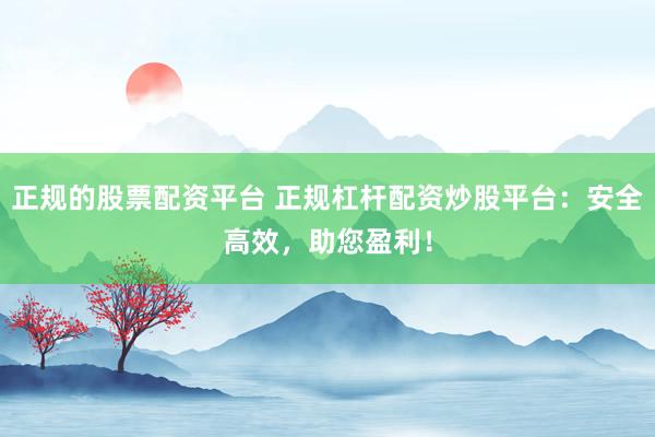 正规的股票配资平台 正规杠杆配资炒股平台：安全高效，助您盈利！